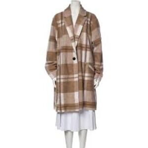 Rachel Zoe Brown Cream Plaid Print Peacoat Single Button Wool Blend 3X NWT